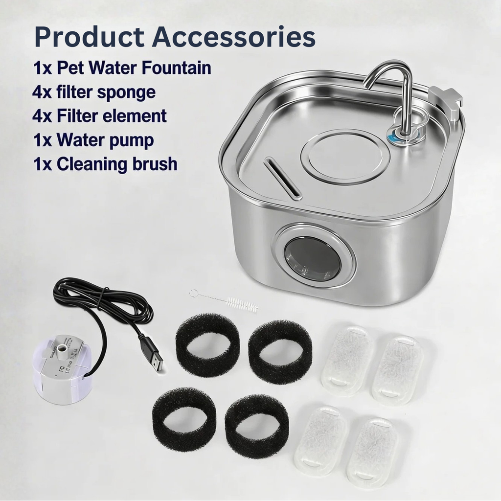 Stainless Steel Water Fountain - 3.2L + 4 filters
