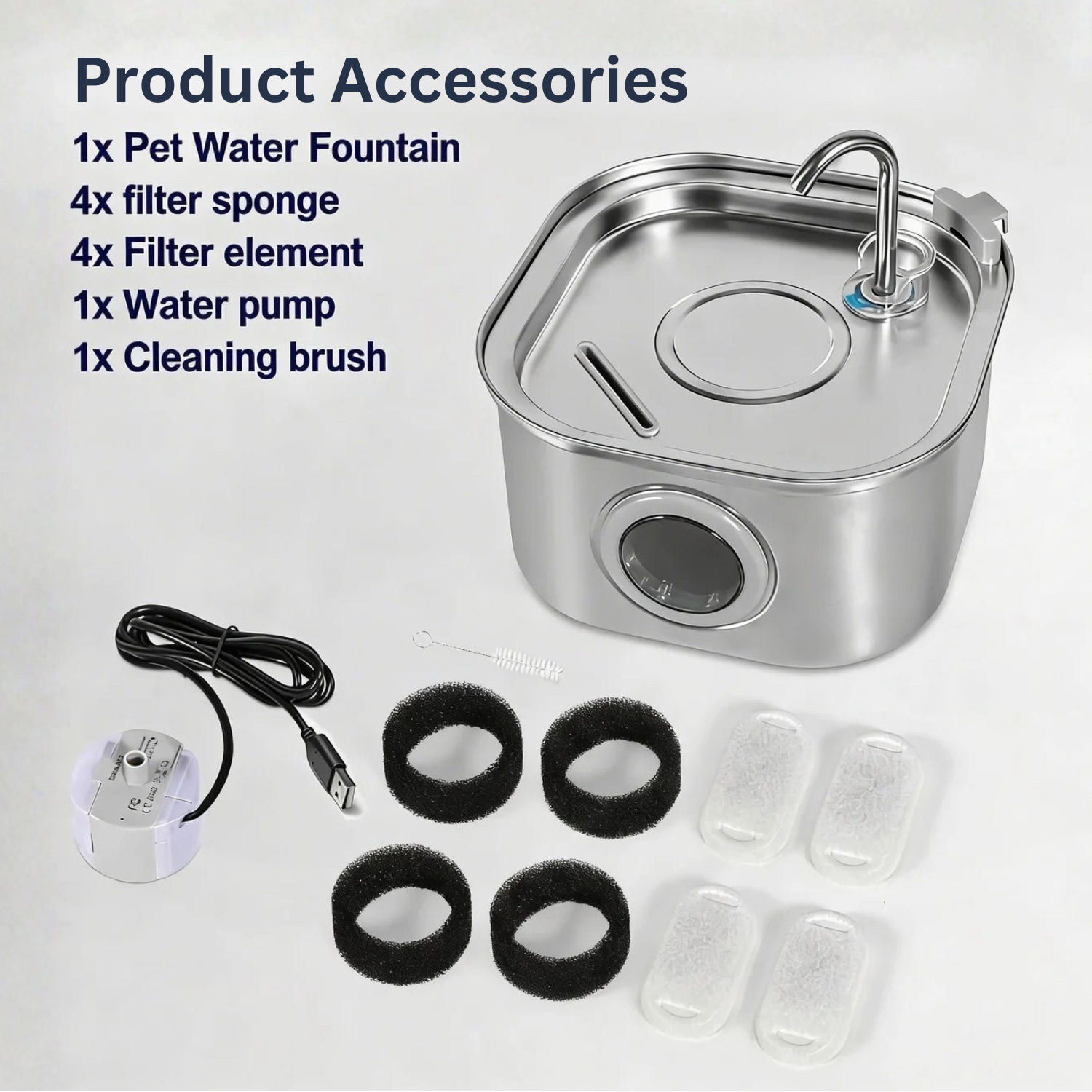 Stainless Steel Water Fountain - 3.2L + 4 filters