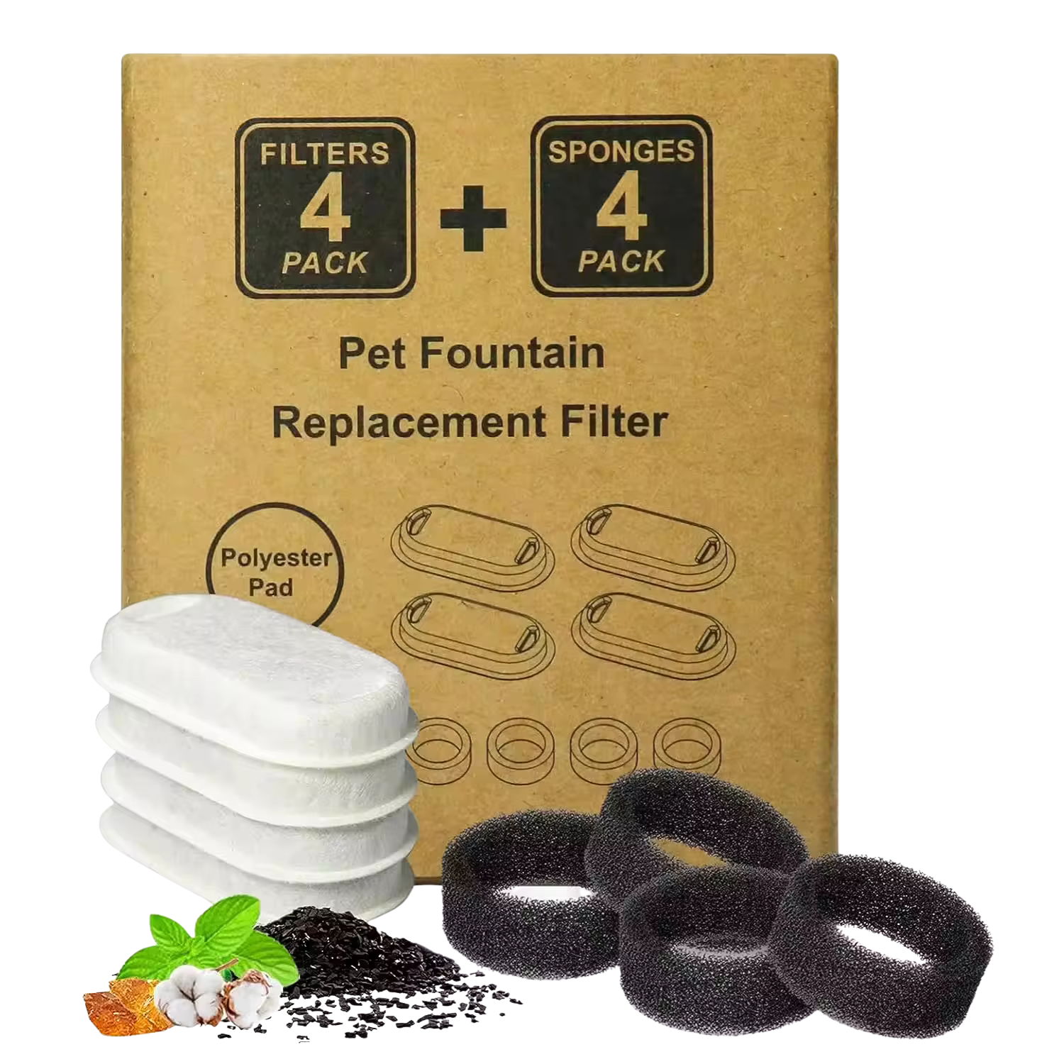 Fountain Replacement Filters - 4 Pack